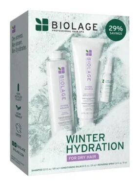 Biolage Winter Hydration 3 Piece Set, Shampoo, Conditioner Recovery Spray. NIB